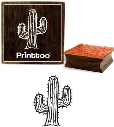 Printtoo Cartoon Cactus Tree Pattern Square Wooden Rubber Stamp Craft Diary Card Rubber Stamp
