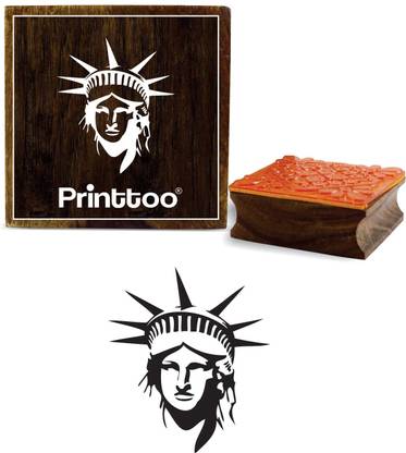 Printtoo Textile Stamp Statue of Liberty Head Pattern Wooden Square Rubber Stamps Rubber Stamp