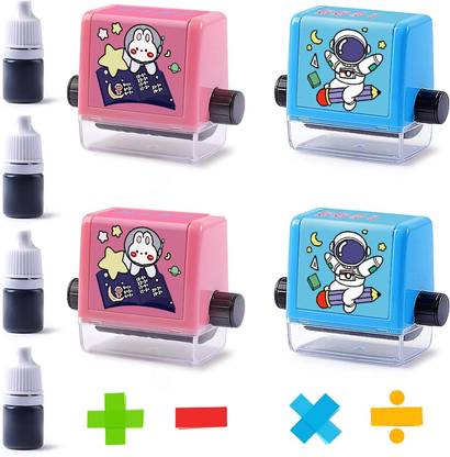 SOPALI 4 set stamp maths roller add(+),sub(-),div(*)& mul(x),for students