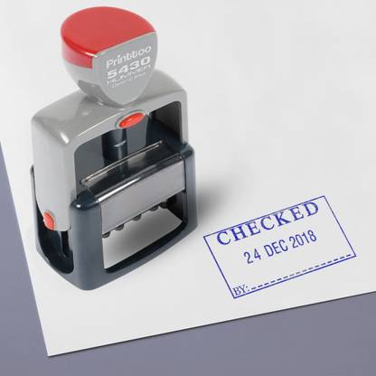 Printtoo Heavy Duty Stamp with Checked by Text & Sign Space Self Inking Rubber Stamp Self-inking Stamp