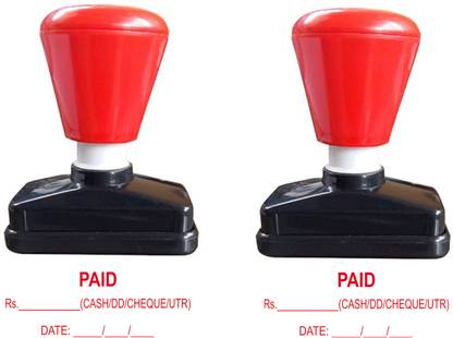 PrintX Paid Stamp with cash cheque dd marking red combo self ink rubber stamp pack of 2