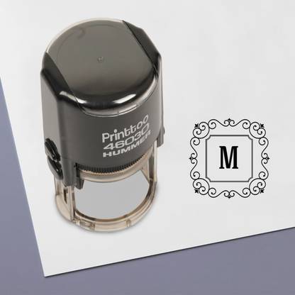 Printtoo Alphabet M Initial Square Swirl Border Self Inking Rubber Office Stamp Self-inking Stamp