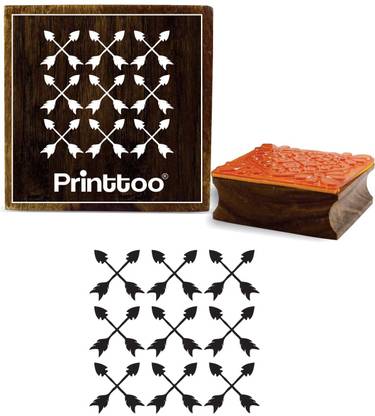 Printtoo Crafting Square Wooden Rubber Stamp Cross Arrow Pattern-2 x 2 Inches Rubber Stamp