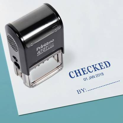 Printtoo Self Inking Dater Stamp with Checked by Text Office Stationery Date Rubber Stamp Self-inking Stamp