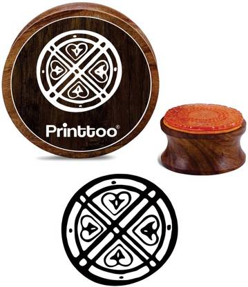Printtoo Abstract Design Round Wooden Rubber Stamp Craft Textile Print Block-2 Inch Rubber Stamp