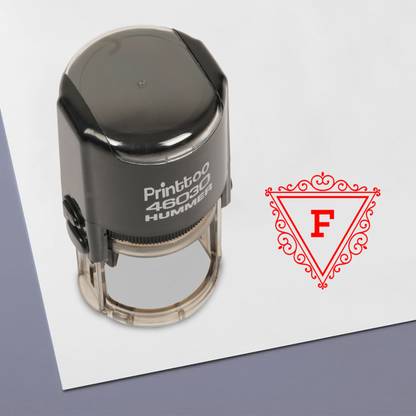 Printtoo F Alphabet Swirl Border Triangle Initial Self Inking Rubber Office Stamp Self-inking Stamp