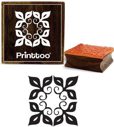 Printtoo Diary Cards Stamp Square Wooden Rubber Stamps Leaf Pattern-2 x 2 Inches Rubber Stamp