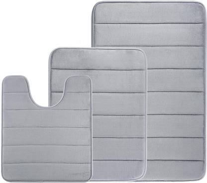 Deoxys Memory Foam Bath Mat Set, Bathroom Rugs for 3 Pieces Indoor Rug Pad