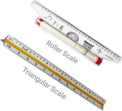 Antiquity Roll N Draw Ruller (30cm) and Plastic Triangular Scale/Ruler (30cm) Ruler