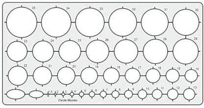 Saravana Super Mart Circle Master template with 35 circles for students, Art/Engineering Ruler