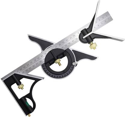 NIKTION 12 Inch Adjustable Combination Angle 45 Degree Right Protractor Square Set Ruler