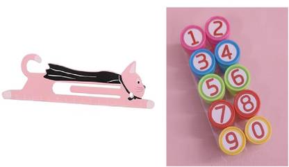 MOREL 123 Number Stamp AND Book Marks Graduation Bookmarks Tape Measure Cartoon COMBO Ruler