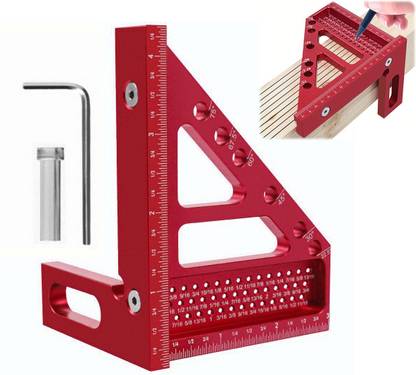 HASTHIP Aluminum Alloy Metric Scribing Triangle Ruler Drill Guide Tool Multifunction Ruler