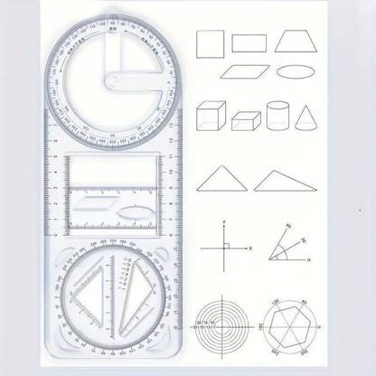 FLOSTRAIN Creative Maths Learning Aids Drawing & Measurement GEOMETRIC RULER Ruler