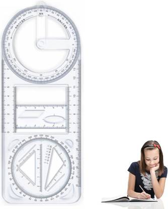 Zwerlin Geometric Drawing Stencil, Measuring Tool, Mathematics Drawing Ruler, for School Ruler