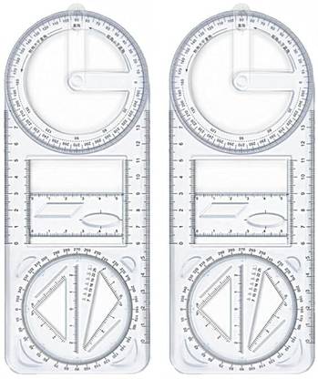 MakFarry Multifunctional Geometric Ruler Student Math Movable Drawing Template Measuring Ruler