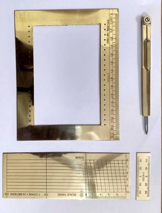 UEI PATWARI BRASS DIAGONAL SCALE WITH AREA COMB (1/4000) PACK OF 4 Ruler