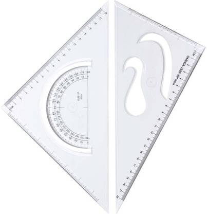 90 Degree Set Square for Engineering Drawing with Protector Ruler, Medium 45 degree Ruler
