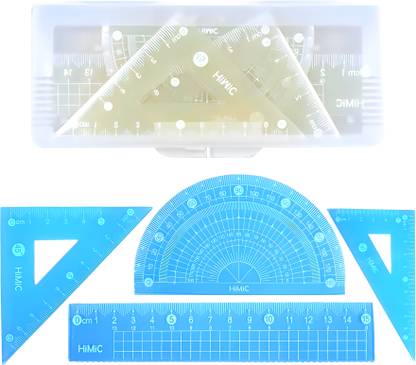 Wishkey 4 in 1 Jelly Flexible Geometry Ruler Set - Triangle Ruler, Square and Ruler Set Ruler