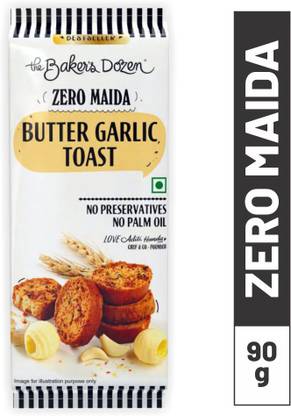 The Baker's Dozen Zero Maida Butter Garlic Toast | Baked Snack Healthy Munching Garlic Toast flavored Garlic Rusk
