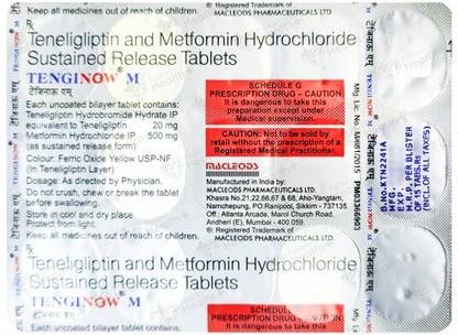 Tenginow M 20 mg/500 mg Tablet (15 Tab)