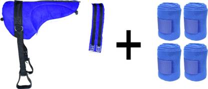 BLESSING PET PRODUCT BLESSING COMBO BLUE HORSE RIDING SADDLE WITH FREE BANDAGE 3 M Saddle
