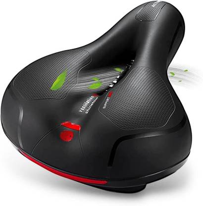 TCKW Cycle Seat with Red Reflective Safety Strip - Universal Memory Foam Saddle