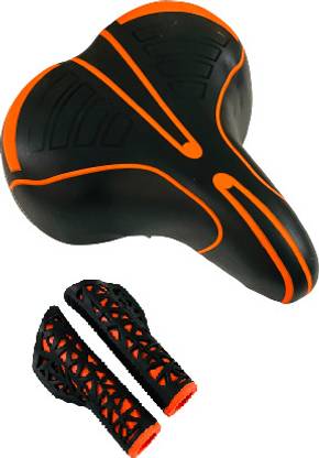 impetus Complete Cycle Seat Handle Grip Combo Comfortable PU Form MTB Bikes Orange Saddle