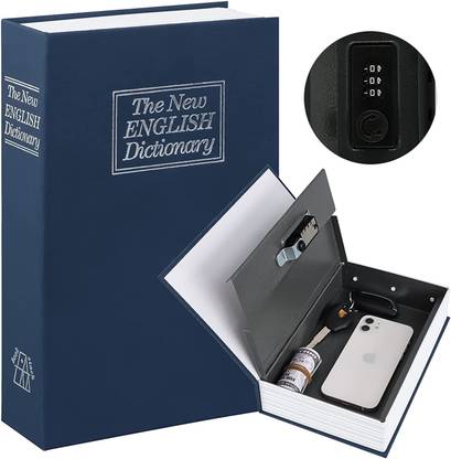 Iktu Book Safe Combination Lock Secret Hidden Metal Lock Box Safe Locker