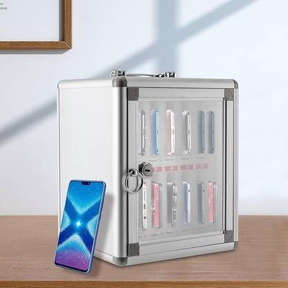SUICUNE Mobile Phones Desktop Organizer Wall- Mounted with Lock and Handle Safe Locker