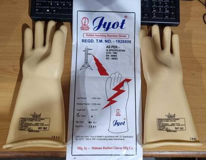 JYOT ELECTRICAL GLOVES TYPE -IV AS PER IS - 4770-1991-2001 SPECIFICATION Rubber  Safety Gloves
