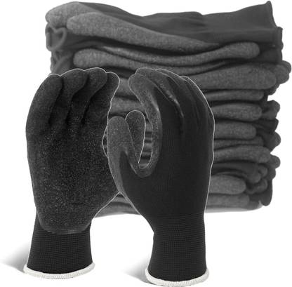 STYLERA 10 PAIR CRINKLE LATEX HAND COATED SAFETY WORK GLOVES Nylon, Rubber Safety Gloves