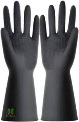STYLERA 1Pair Heavy-Duty Chemical Oil Resistant Industrial Cleaning Non Slip Grip Rubber  Safety Gloves