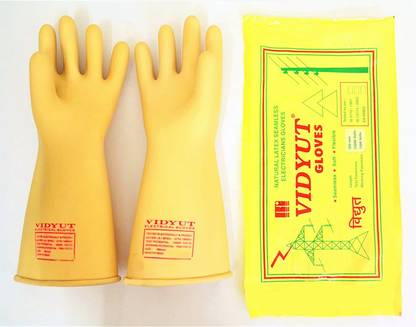 vidyut 33 KV Electrical Insulated Rubber Seamless Hand Gloves (PACK OF 1 PAIR) Rubber  Safety Gloves