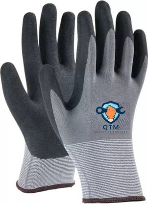 QTM 6 pair safety hand gloves, HOME CLEANING AND RUFF USE , RESUABLE HAND GLOVES , MAN AND WOMAN Synthetic, Rubber Safety Gloves