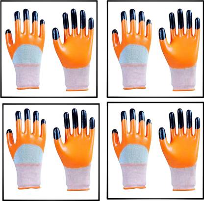 tick mark 4 Pair Hand Safety Gloves Cut-Proof,Heat Resistent And Breathable Reusable Nylon  Safety Gloves