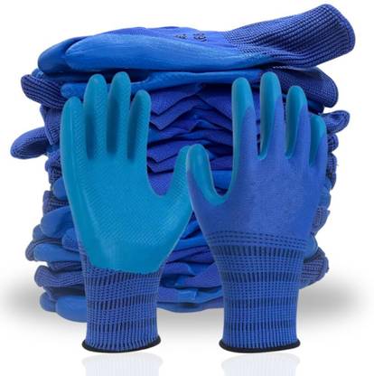 Wishpool 5 Pair Non-slip Latex Coated Glove Industrial Hand Protective Work Construction Rubber  Safety Gloves