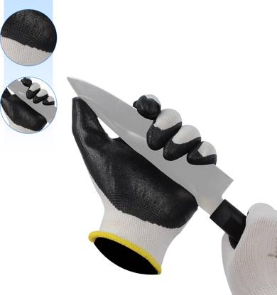 Robustt Industrial Anti-Cut Safety Gloves(Front Coated)for Finger and Hand Protection Nitrile Safety Gloves