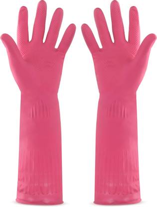 RBGIIT 14'' Dishwashing cleaning, Pond Gloves,Non-Slip Cotton Lining Washing Glove_3 Rubber  Safety Gloves