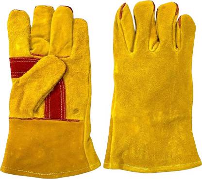 Donizard 12 INCH Heavy Duty Leather Welding Hand Glove Protective Durable Heat Resistant Leather  Safety Gloves