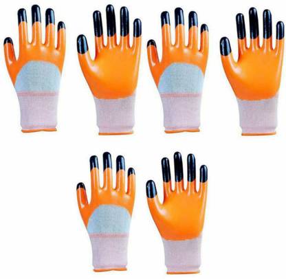 Donizard Multipurpose Heavy-Duty Reusable Washable Coated Work Safety Hand Gloves Nitrile, Nylon Safety Gloves