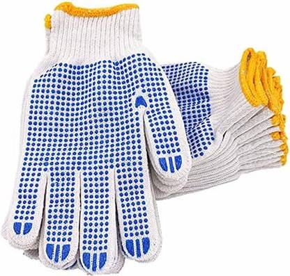 QTM 6 Pair Dotted Glove for Better Grip Industrial Construction Garden Purpose Synthetic  Safety Gloves