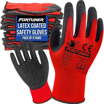 fortuner Industrial and Gardening Work ,Cut-resistant Working Gloves Men & women, Nylon, Rubber Safety Gloves