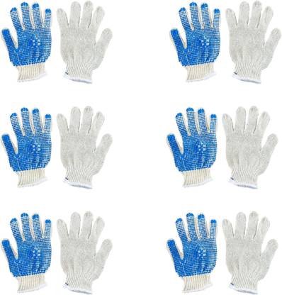 Robustt Cotton Dotted hand gloves coated with PVC dots for industrial and safety works Rubber Safety Gloves