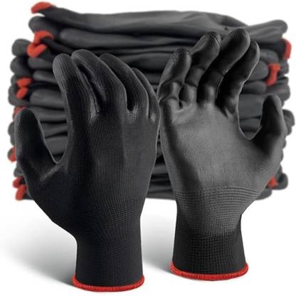 7SHIELD 3PAIRBlack Nylon Safety Gloves - Lightweight, Durable, Cut-Resistant Work Gloves Nylon  Safety Gloves
