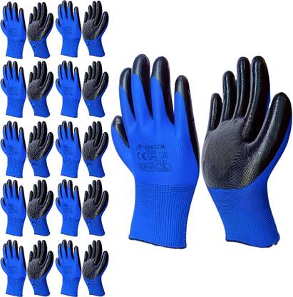 Wishpool 10 PAIR Anti-Cut Resistant Safety Hand Protection Gloves for Heat Resistant Nitrile, Rubber  Safety Gloves