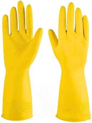 STYLERA 1 Pair Yellow Rubber Safety Hand Gloves For Chemical,Electrical,Gardening Gloves Rubber Safety Gloves