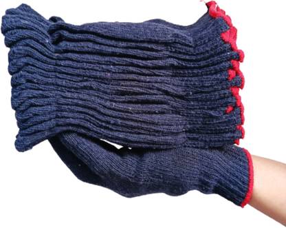 STYLERA 10 Pair Soft Cotton Knitted Winter Normal Safety Work Gloves Reusable Washable Synthetic  Safety Gloves