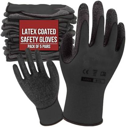 Donizard Multipurpose Heavy Duty Reusable Coated Safety Industrial Contraction Working Latex, Synthetic  Safety Gloves