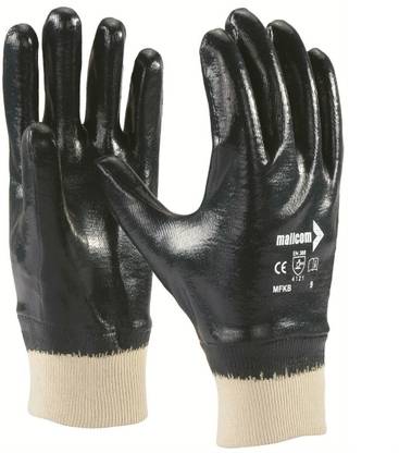 Mallcom MFKB Blue 240 GSM Cotton Interlock Cut n Stitch Medium Coated Nitrile Safety Glove (Pack of 4) Nitrile  Safety Gloves